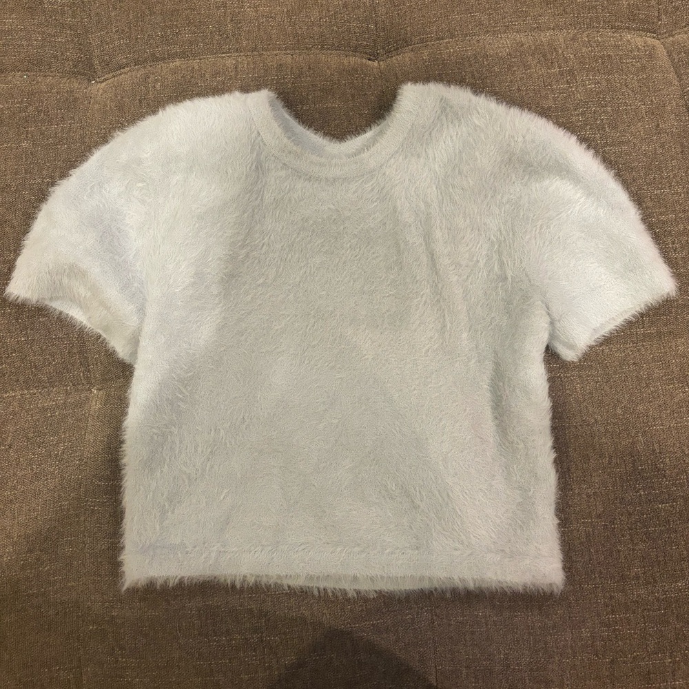 Baby blue small finders, fuzzy skater sweater